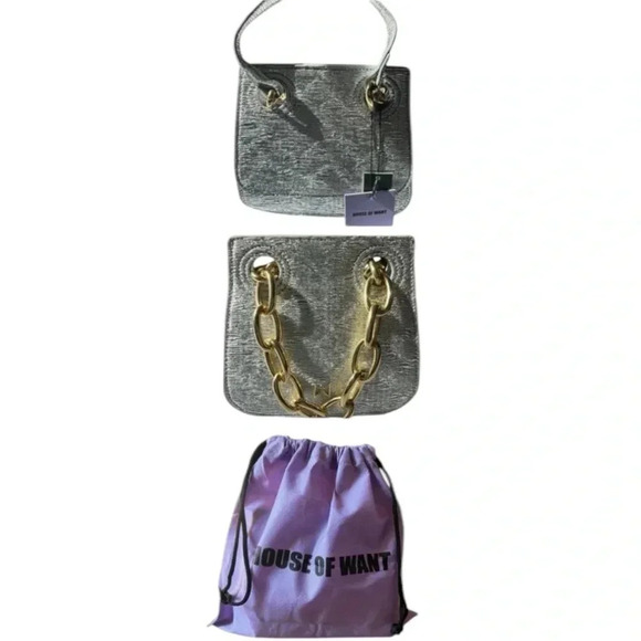 House of Want Shoulder/Crossbody-Silver/Gold NWT w/Dustbag MSRP $138 - Picture 1 of 15